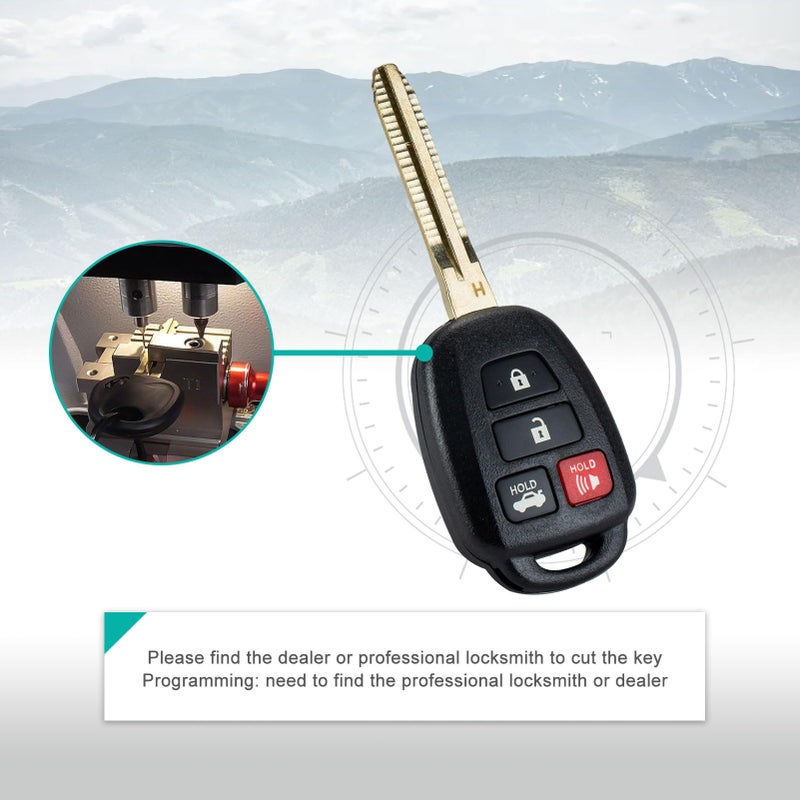 AUTO KEY MAX مفتاح بديل لسيارة تويوتا كامري كورولا 2014-2016 مع جهاز تحكم عن بعد بدون مفتاح HYQ12BEL H شريحة، شفرة جديدة غير مقطوعة؛ بواسطة AutoKeyMax - Image 4